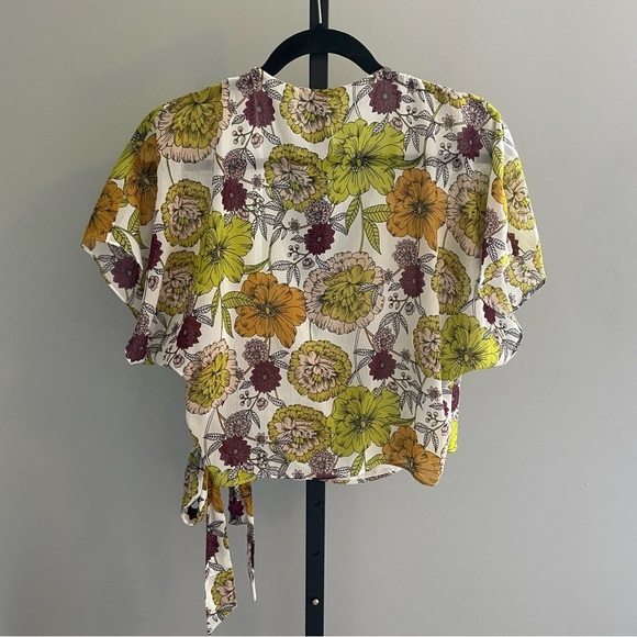 Zara TRF Collection Retro Floral Full Wrap Blouse Size Small - Picture 2 of 4